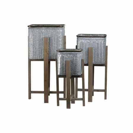URBAN TRENDS COLLECTION Metal Square Planter with Copper Rim Mouth & Rounded Edges 56412